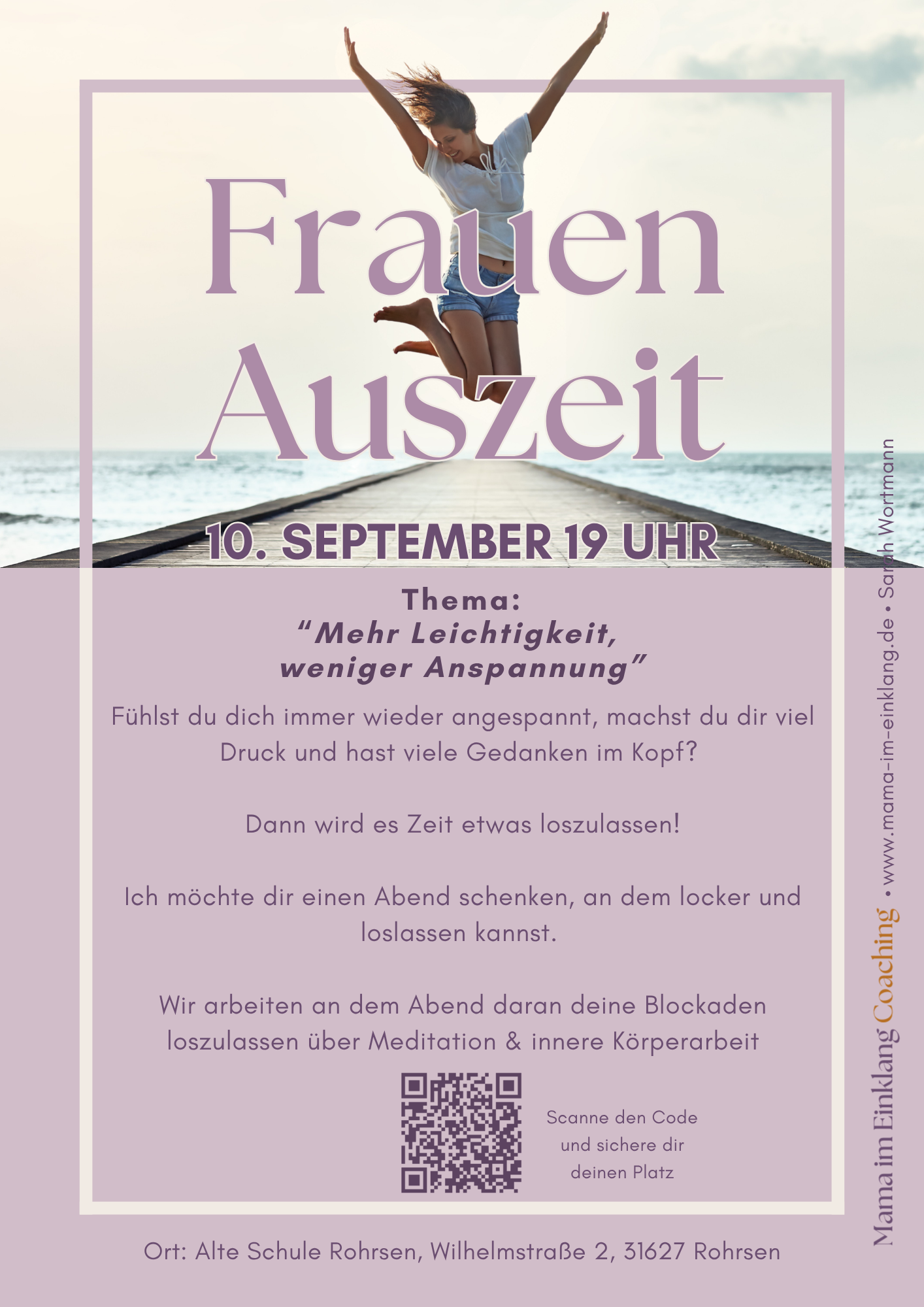 10.September Frauen Auszeit-Mehr Leichtigkeit, weniger Anspannung Frauen Auszeit 08.01.2026 Mama im Einklang